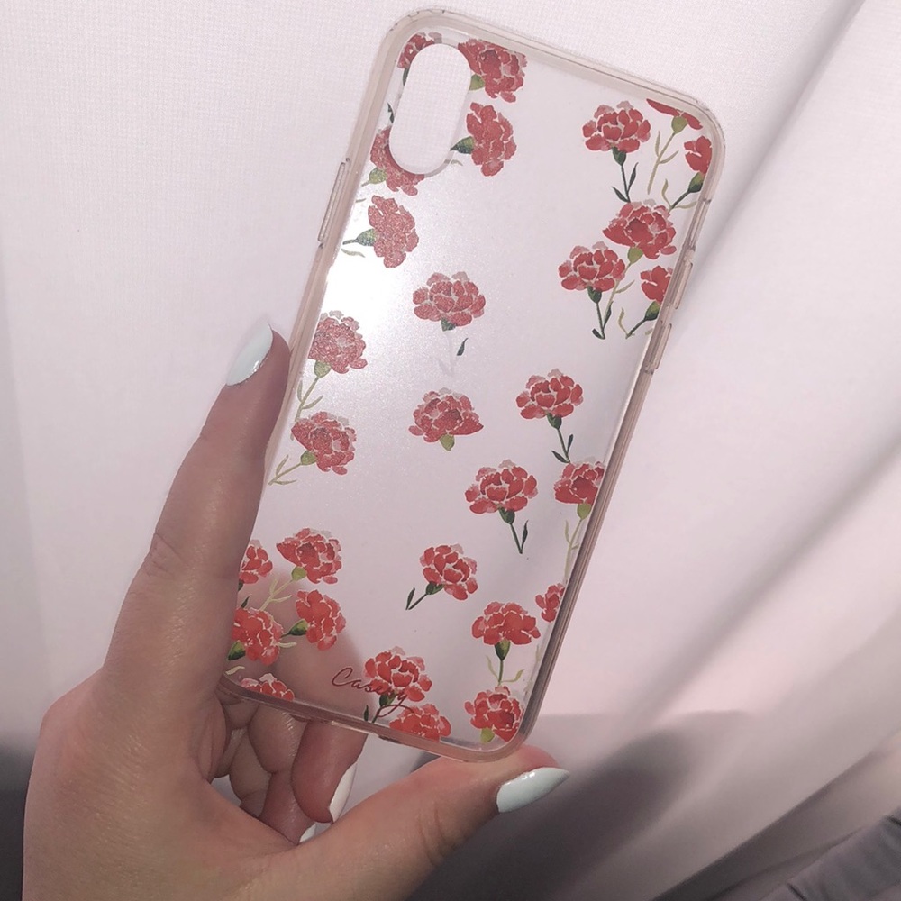 Red Clear Floral iPhone X XS case
